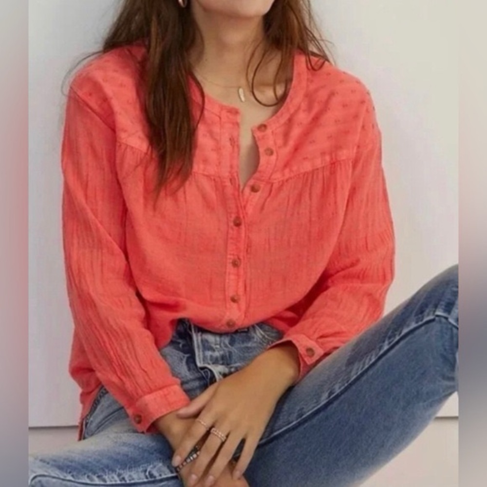 Pilcro by Anthropologie Mila Draped Buttondown Top Size XS